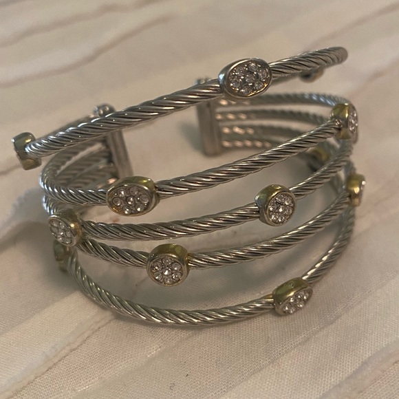 Jewelry - Mixed Metal Bracelet with CZ stones